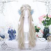 Dalao Home - Yu - natural-looking long large-wave curly wig - Yu Milk Tea Teal, hair net included (4-27)