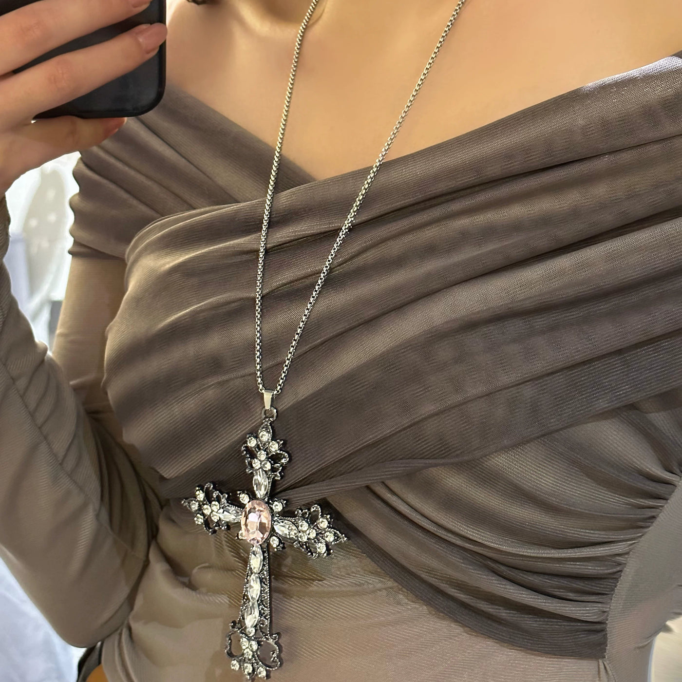 Independent Brand - Gothic Cross - Gothic Lolita Necklace Selection with Cross and Flower Motifs