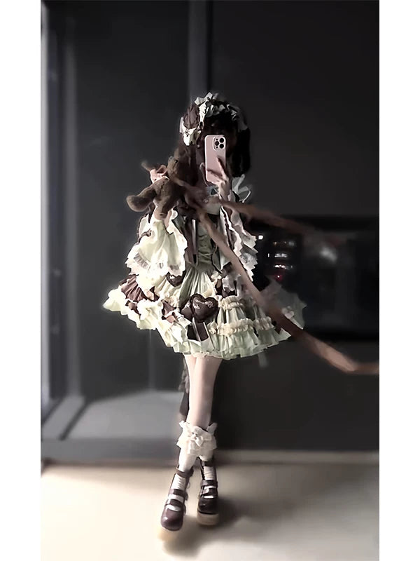 Creamy - Mint Chocolate Princess - Mint-and-ivory JSK dress with a princess-sleeve vest
