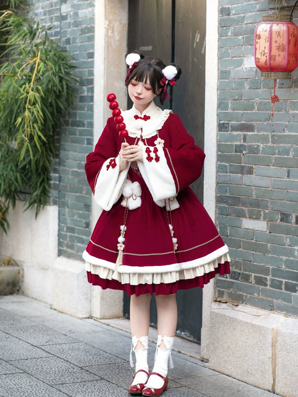 Fan Hua Xin Harvest Wishes Red Qi Lolita JSK & Jacket — additional product view
