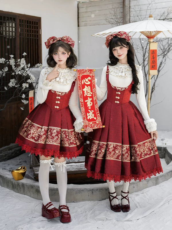 With PUJI - Persimmon Ruyi - Lolita JSK Dress, Adjustable Straps product view