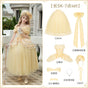 Long 7-piece set (Long skirt + corset + shawl + small bow + bow train + necklace + Bonnet) In stock / S