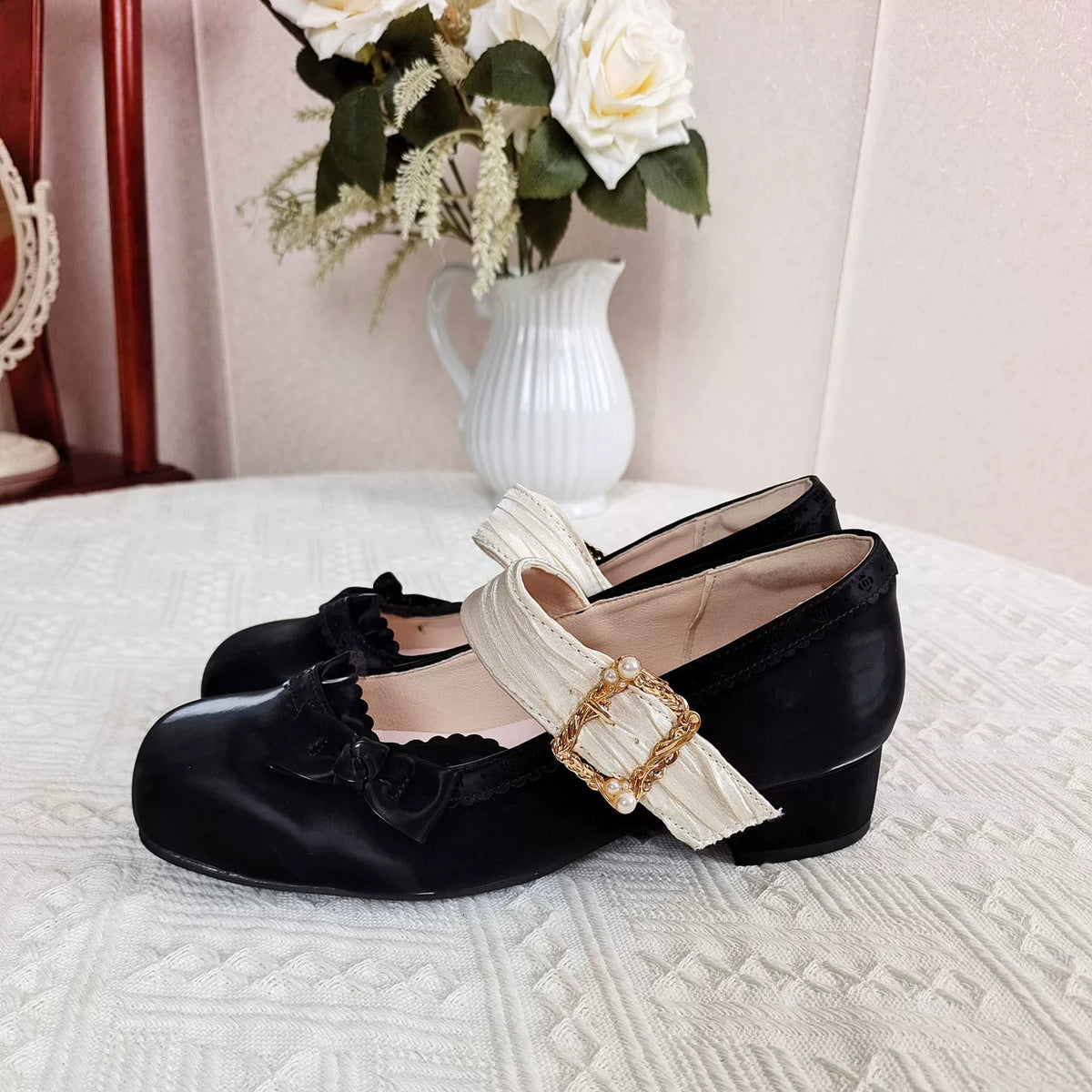 Peach Grove Luoshen low-heel bow Mary Jane shoes - view 10
