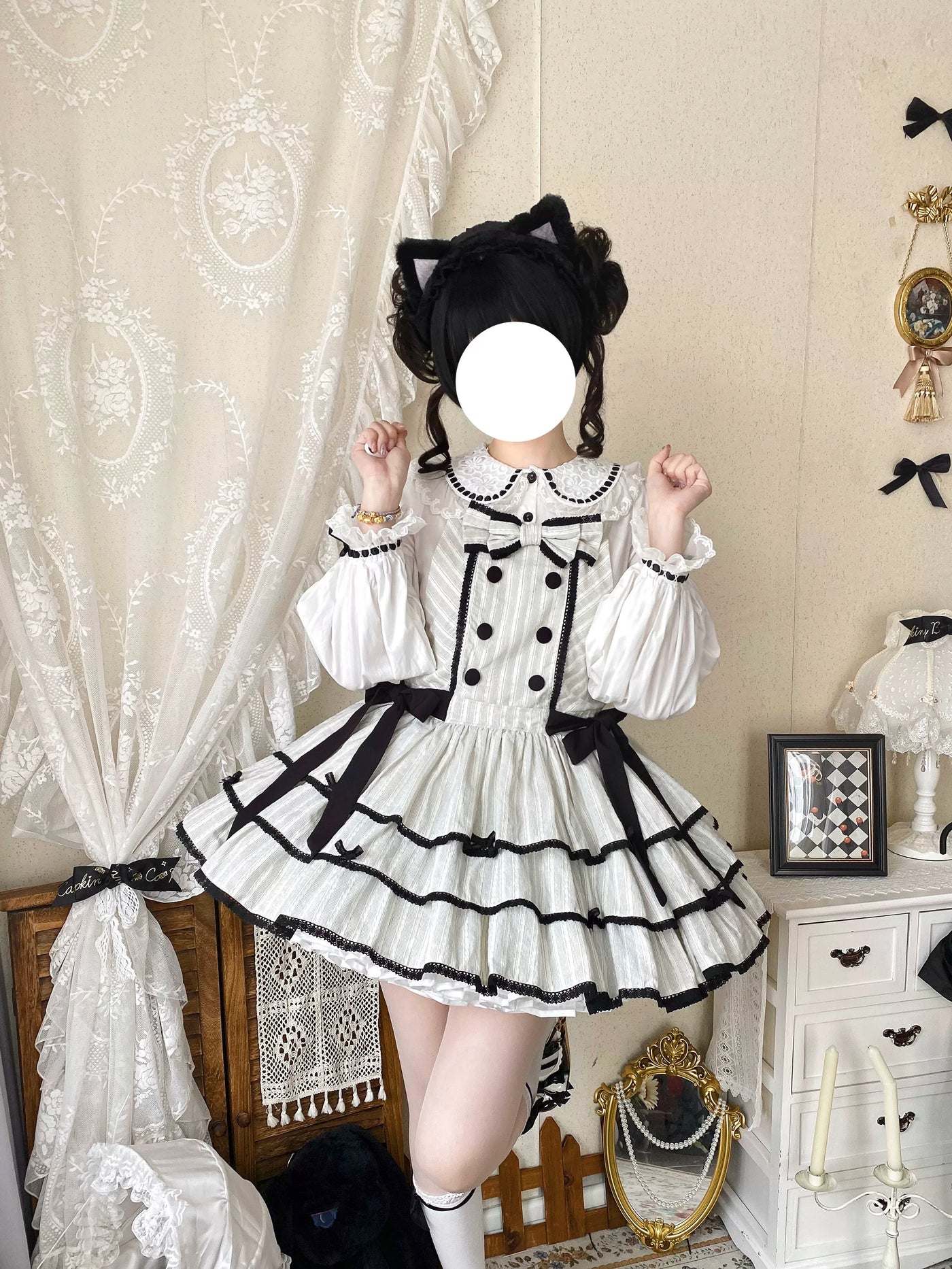 White Tea Story - Mianmian Ice - Three-tier 100% cotton lolita jumper