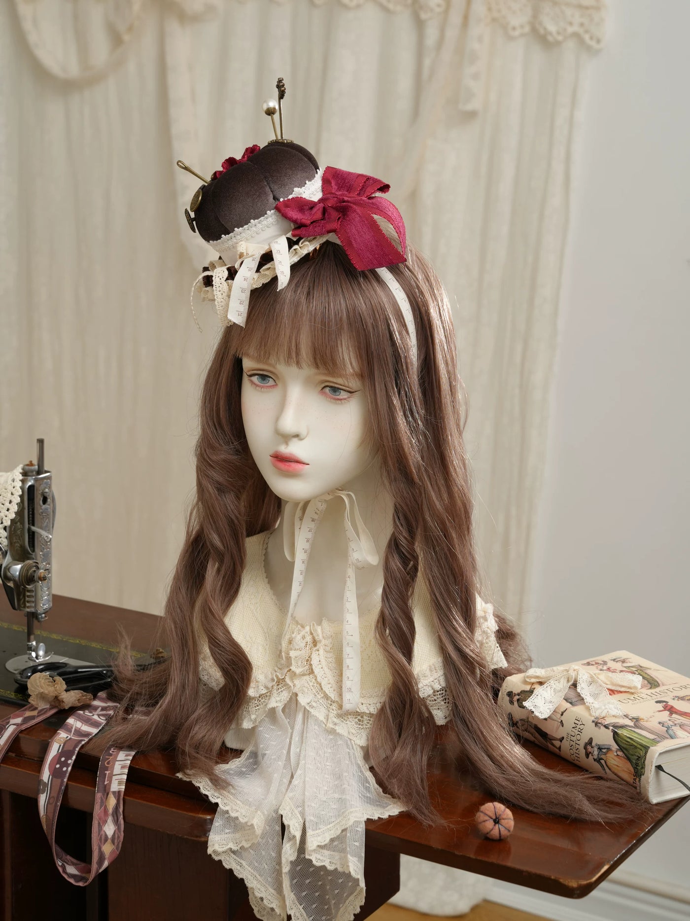 Star Box - Antique Patchwork House - Sewing-Inspired Mini Hat with Lace Trim