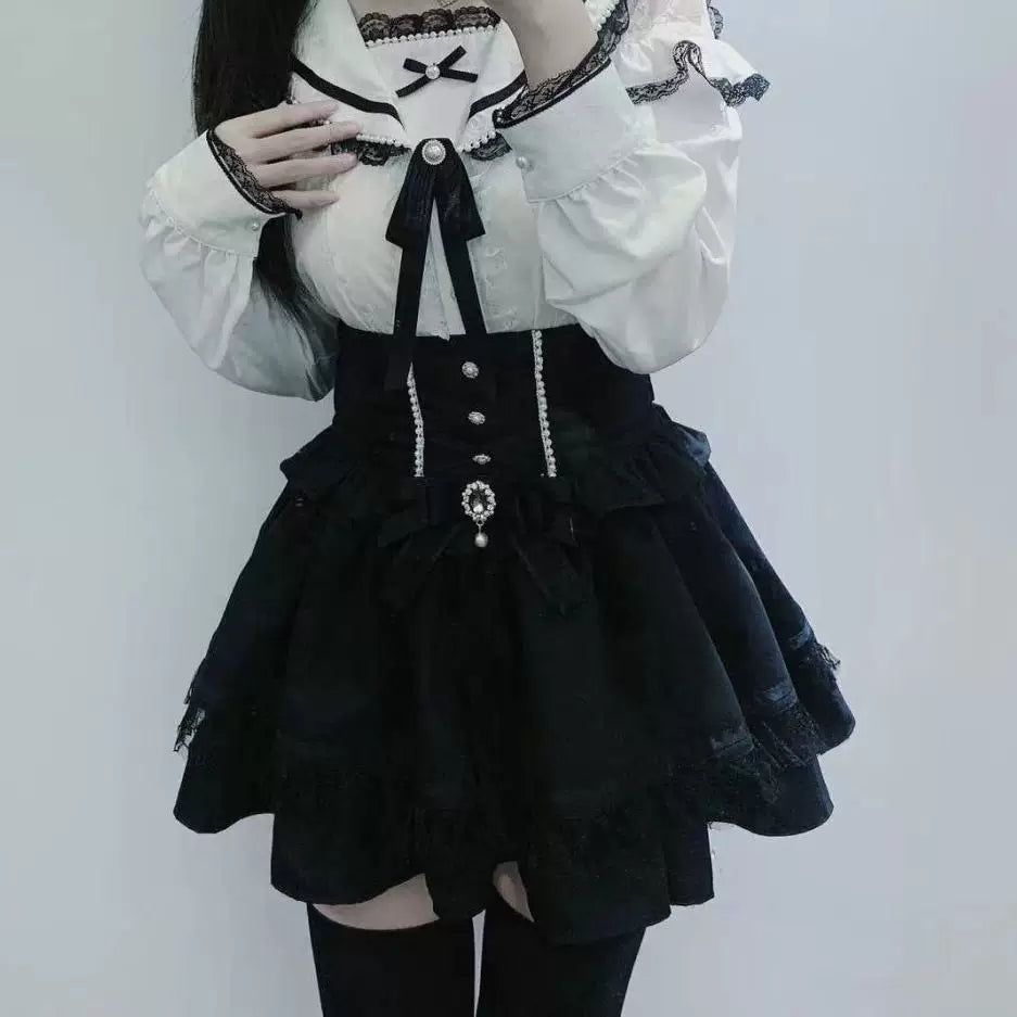 Sweetheart Dream Machine - Sweet-Cool Bow - Houndstooth or Black Skirt with Lace Trim and Included Bow