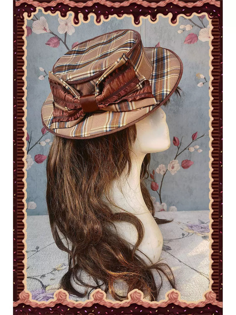 Infanta - Plaid & Stripe - Ribbon-Trim Top Hat