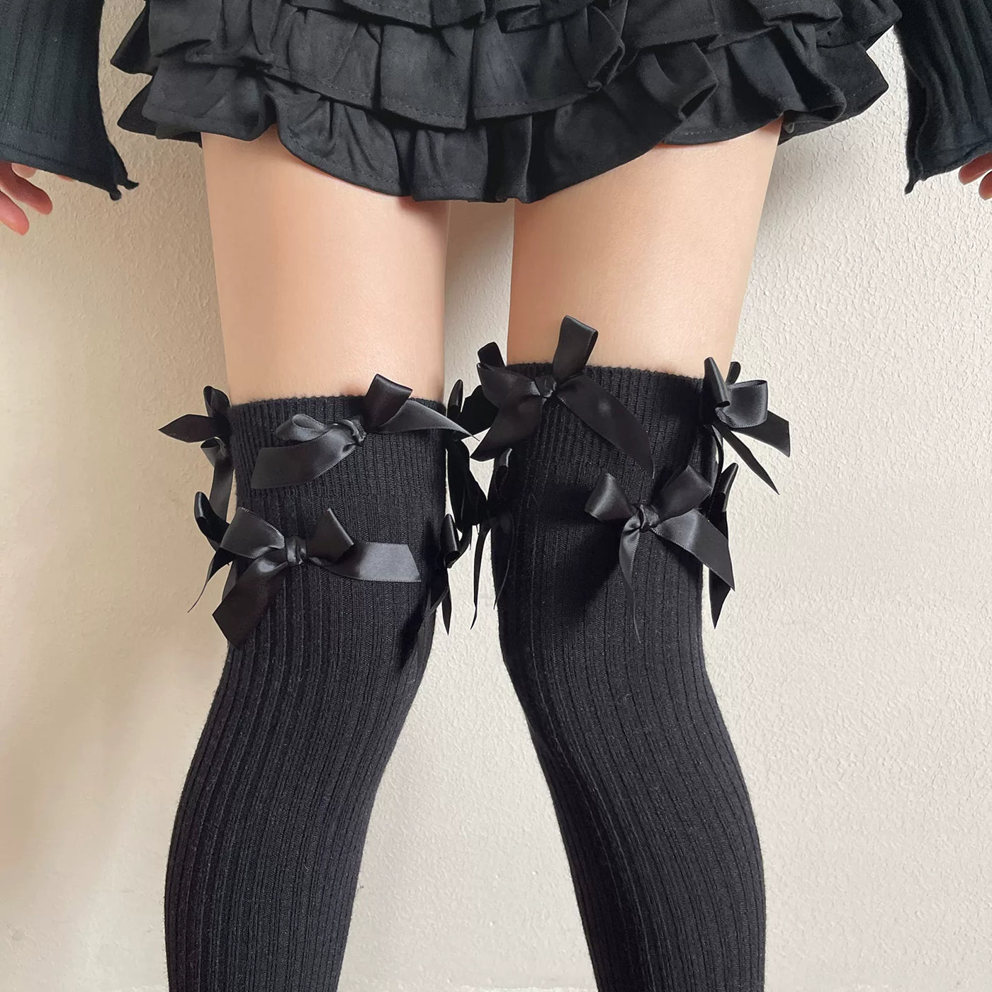 Sock Noble - Winter Ribbon - Over-the-Knee Socks with Satin Bows