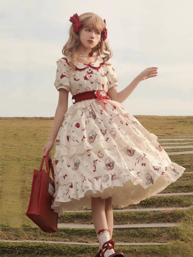 Yueele - Apricot Orchard - Plus-Size Sweet Lolita OP Dress - detail view 4
