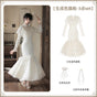 Ecru Qipao 3-piece set (Ecru qipao + beige edge clip + Qionghua Pearl Necklace) Pre-sale, shipping starts Oct 23 / S