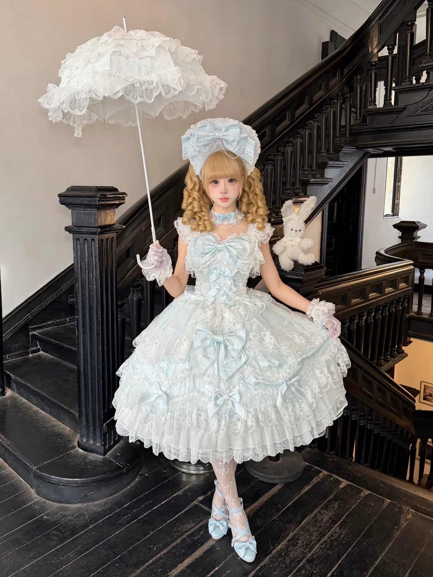 Sugar Girl - Sakura Blossom Dream - Dreamy Sweet Lolita JSK Dress, Abundant Lace & Bows