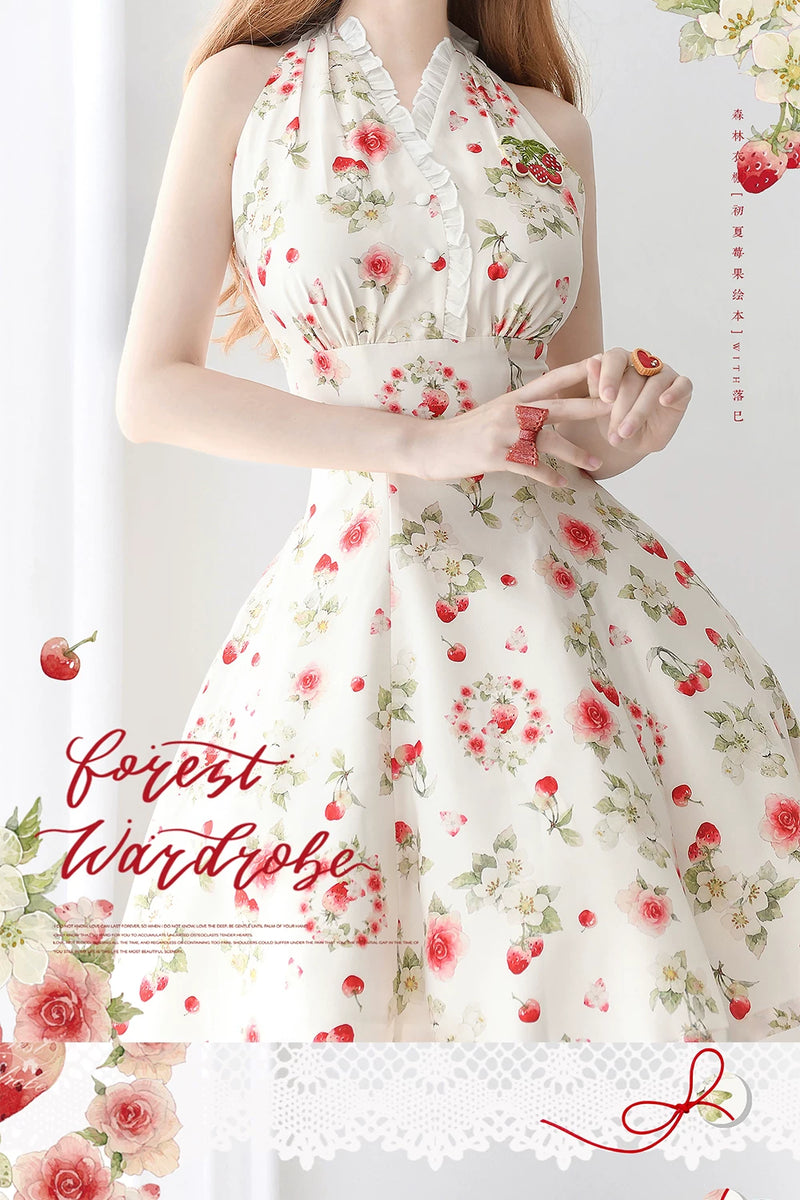 Forest Wardrobe - Early Summer Berry Storybook - Classic Lolita Halter Dress - 5