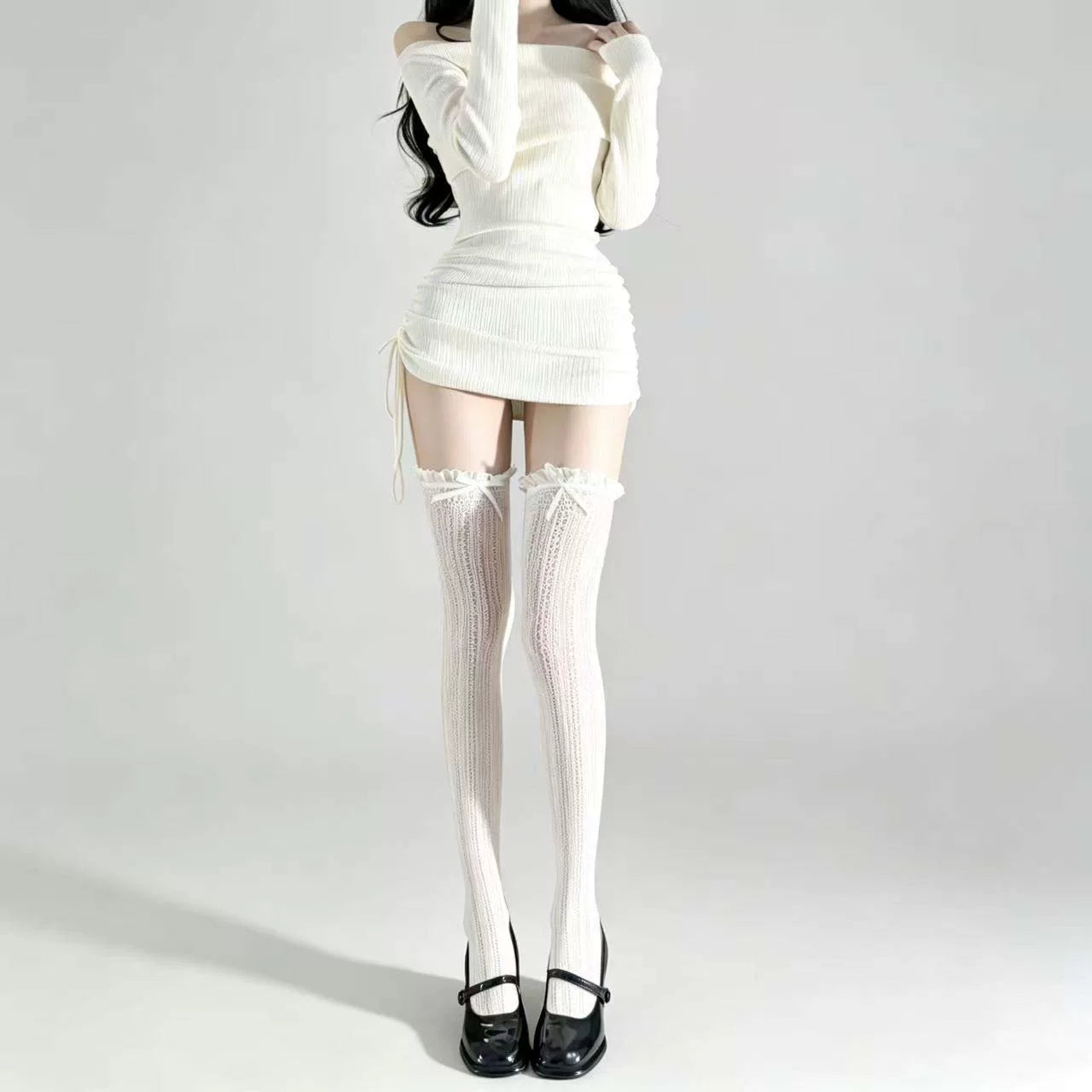 Fantasy Doll - Openwork Lace - Lace Socks with Bow Trim