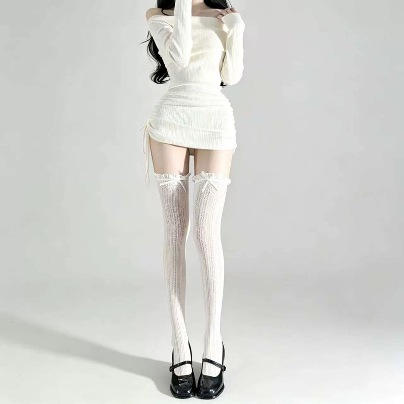 Fantasy Doll - Openwork Lace - Lace Socks with Bow Trim