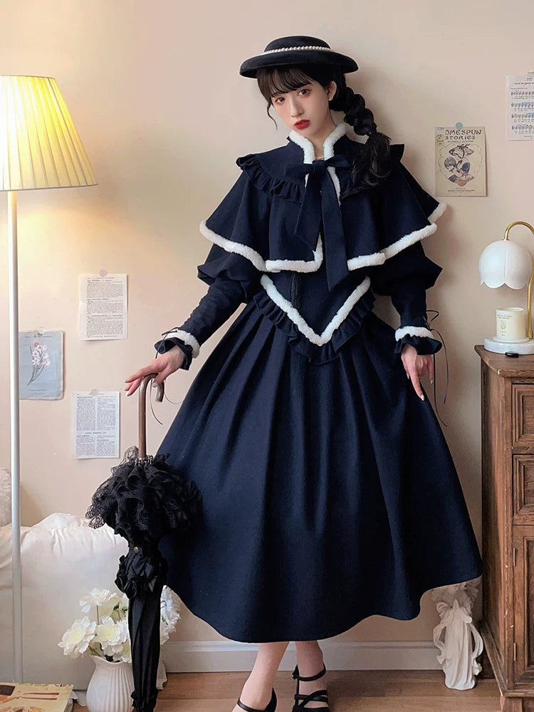 Baozi Pig - Navy Cape - Navy OP with White Trim