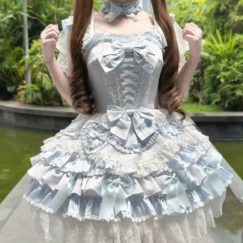 Creamy - Balletcore Sweet Lolita Dress - Pale blue one-piece Lolita