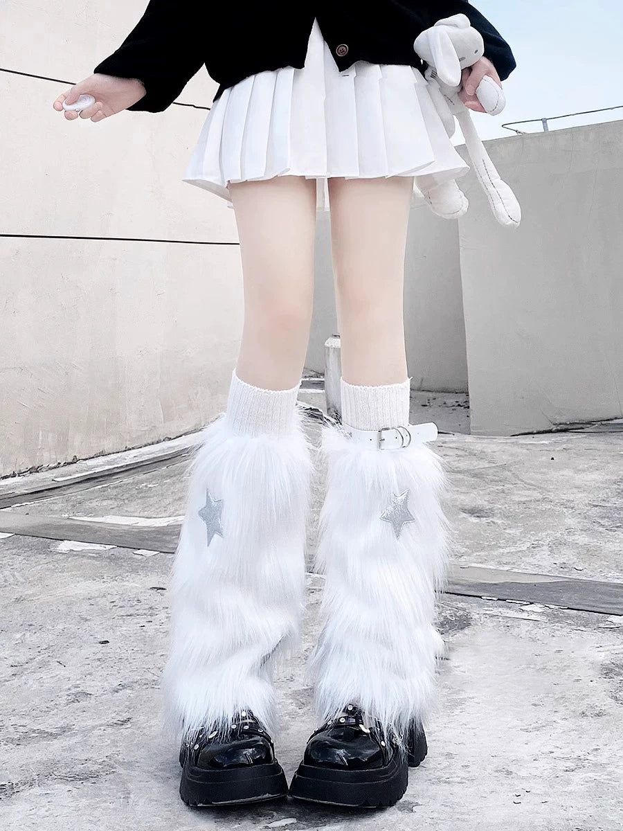 Floral Milk Cat - Starry Y2K - Furry Leg Covers with Star Details