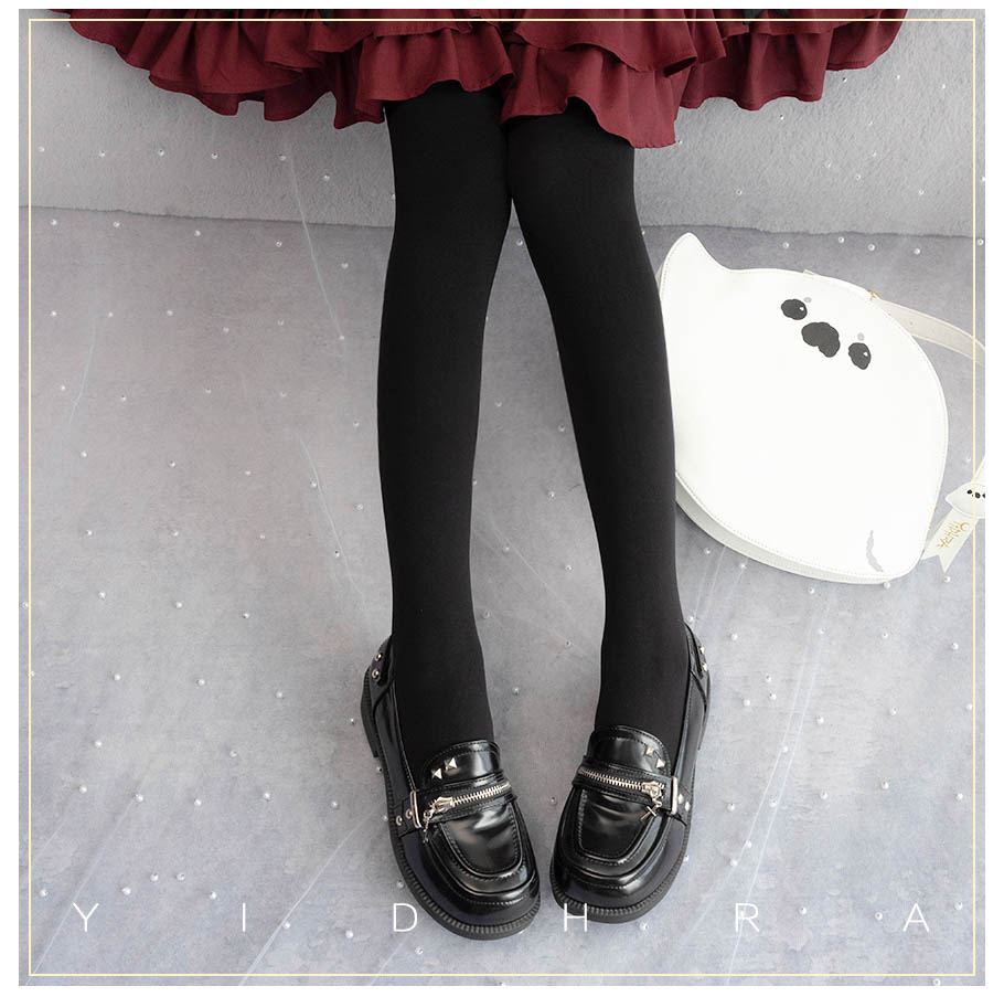 Yidhra - 120D Daily Lolita Velvet Spring - Leggings, Solid Color Socks