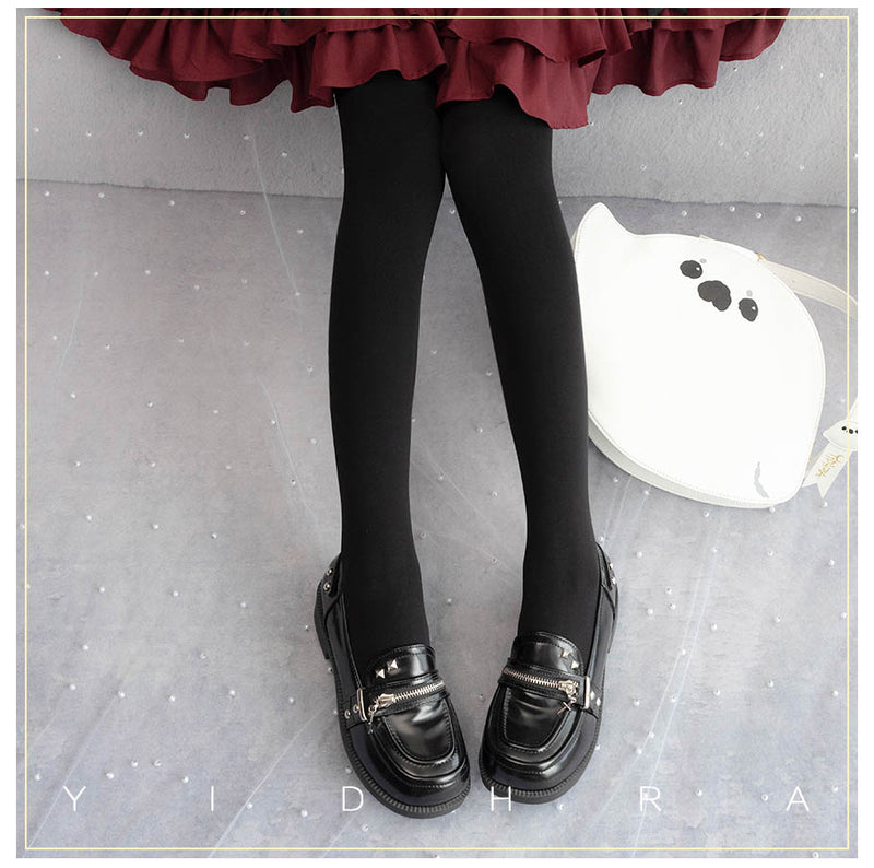 Yidhra - 120D Daily Lolita Velvet Spring - Leggings, Solid Color Socks