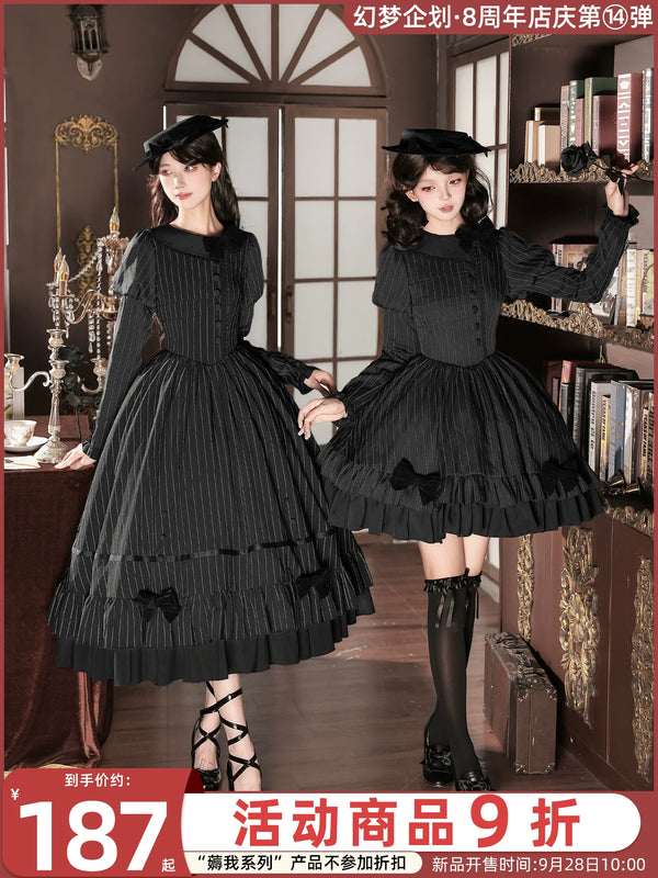 With PUJI - Silence Tonight - Classic Lolita OP Dress, Ruffle Trim product view