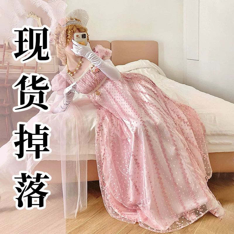 Moon Lily Misty Rose natural-ecru empire-waist Lolita dress with matching wrap