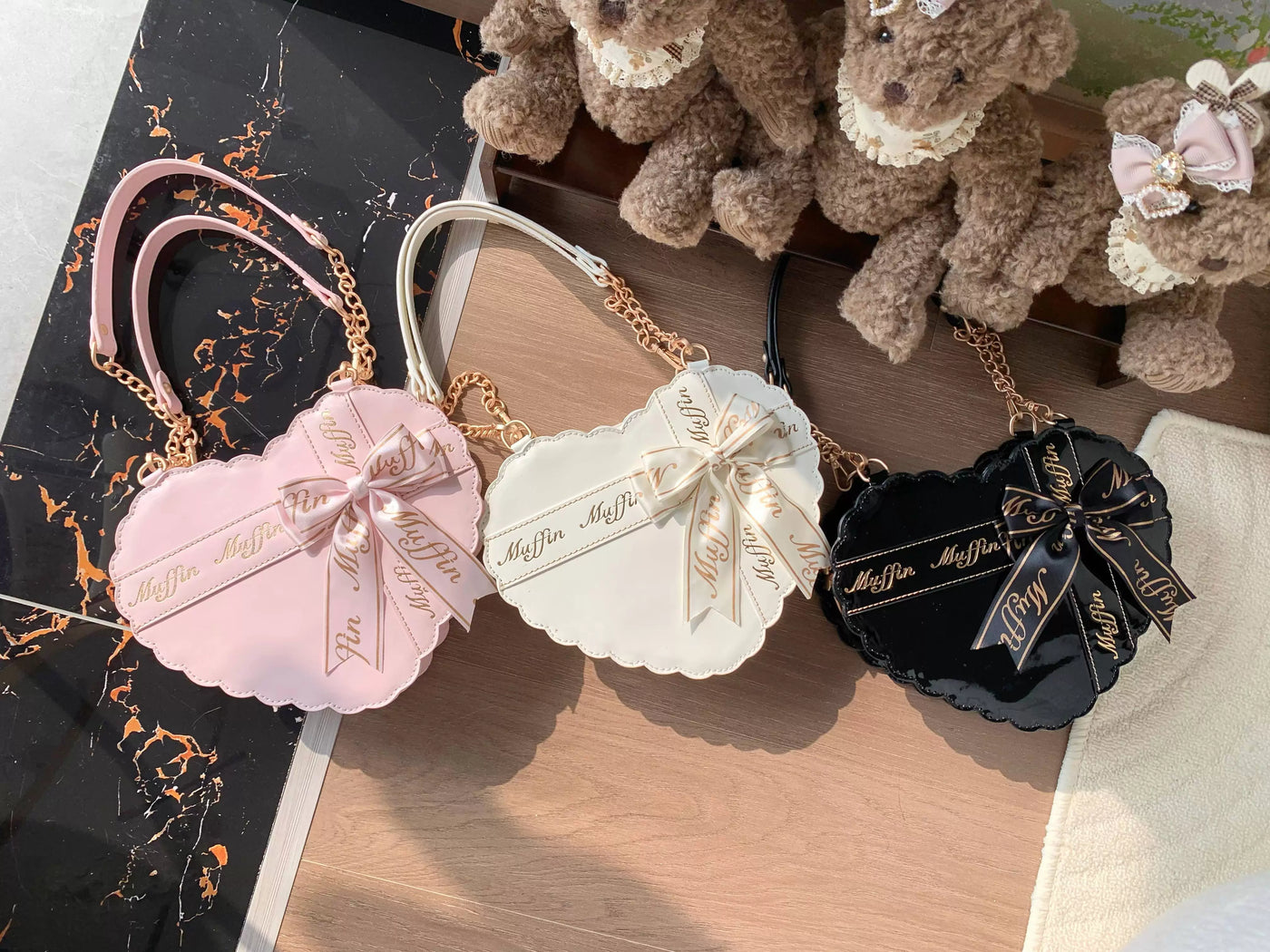 Lolita - Sweet Lolita Heart Bow Bag - Individually Selectable Lolita
