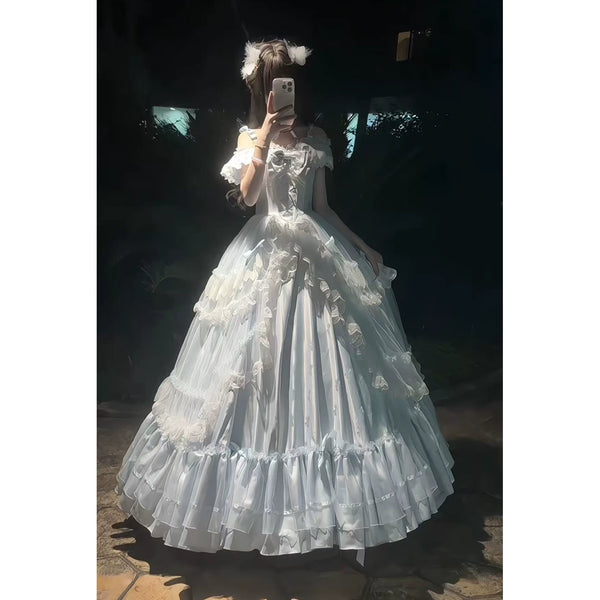Emoji Dream - Lolita Ball Gown - Blue formal Lolita one-piece dress