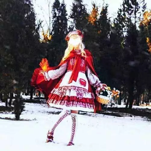 Tea Party - Berry Girl - Long-Sleeve One-Piece Dress with Layered Ruffles