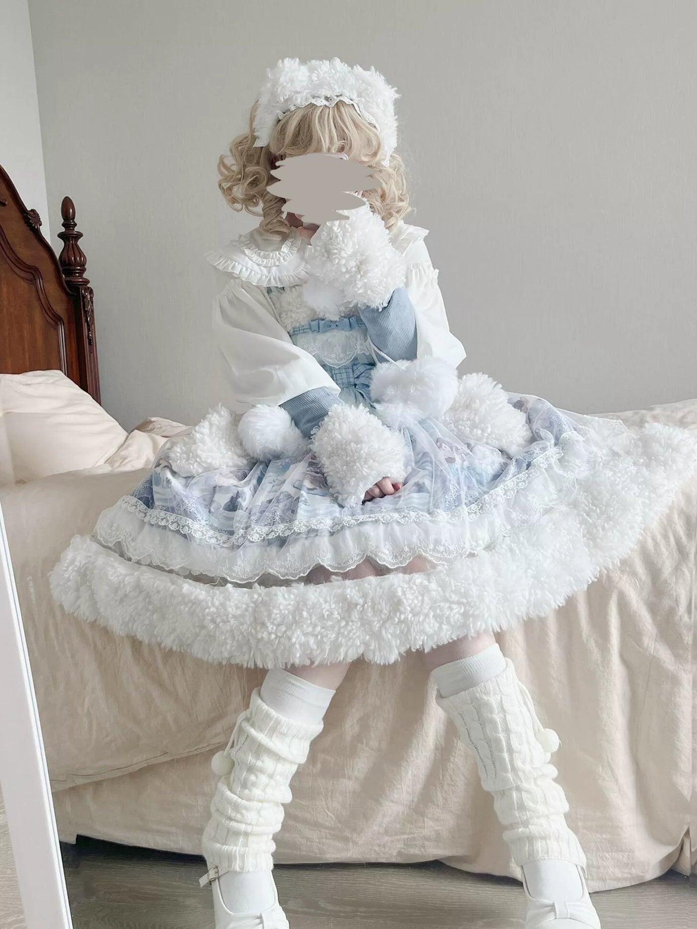 Dream Bunny - Penguin Snow Treasure - Penguin-print JSK with plush trim