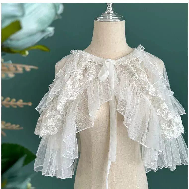 Sweetheart Dream Machine - Featherlight Ruffle - Sheer lace-trimmed shoulder cape