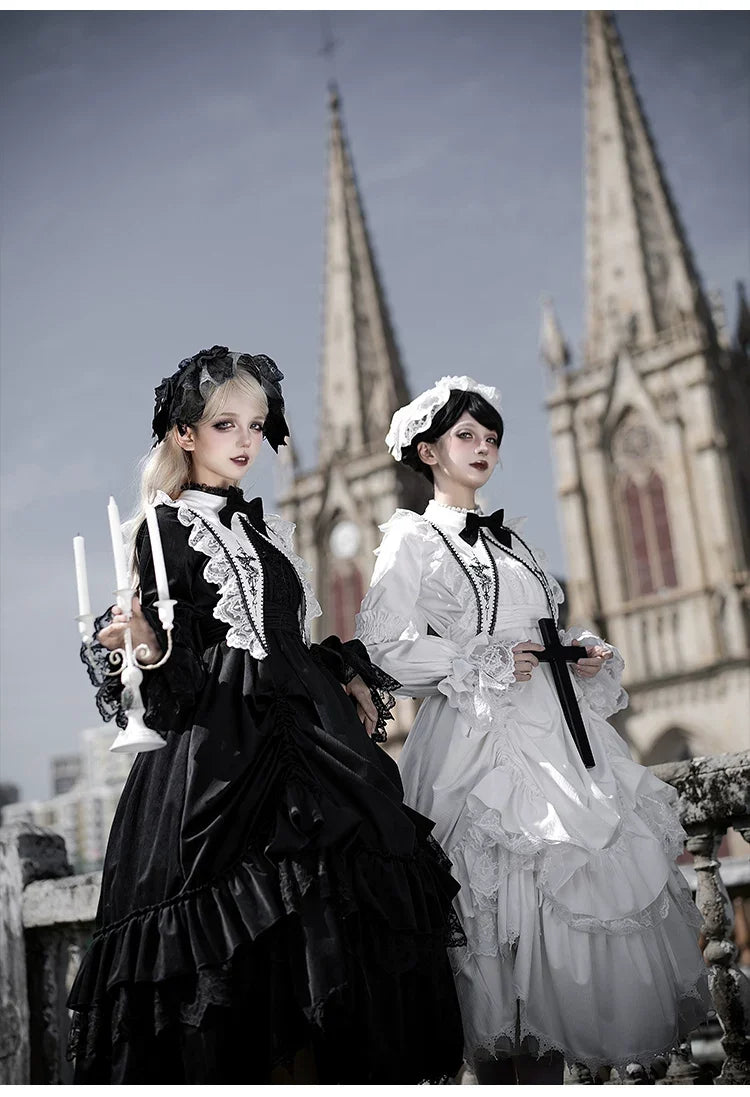 With PUJI - Dawn Bell & Dusk Song - Gothic Lolita Velvet OP Dress, Back Zipper