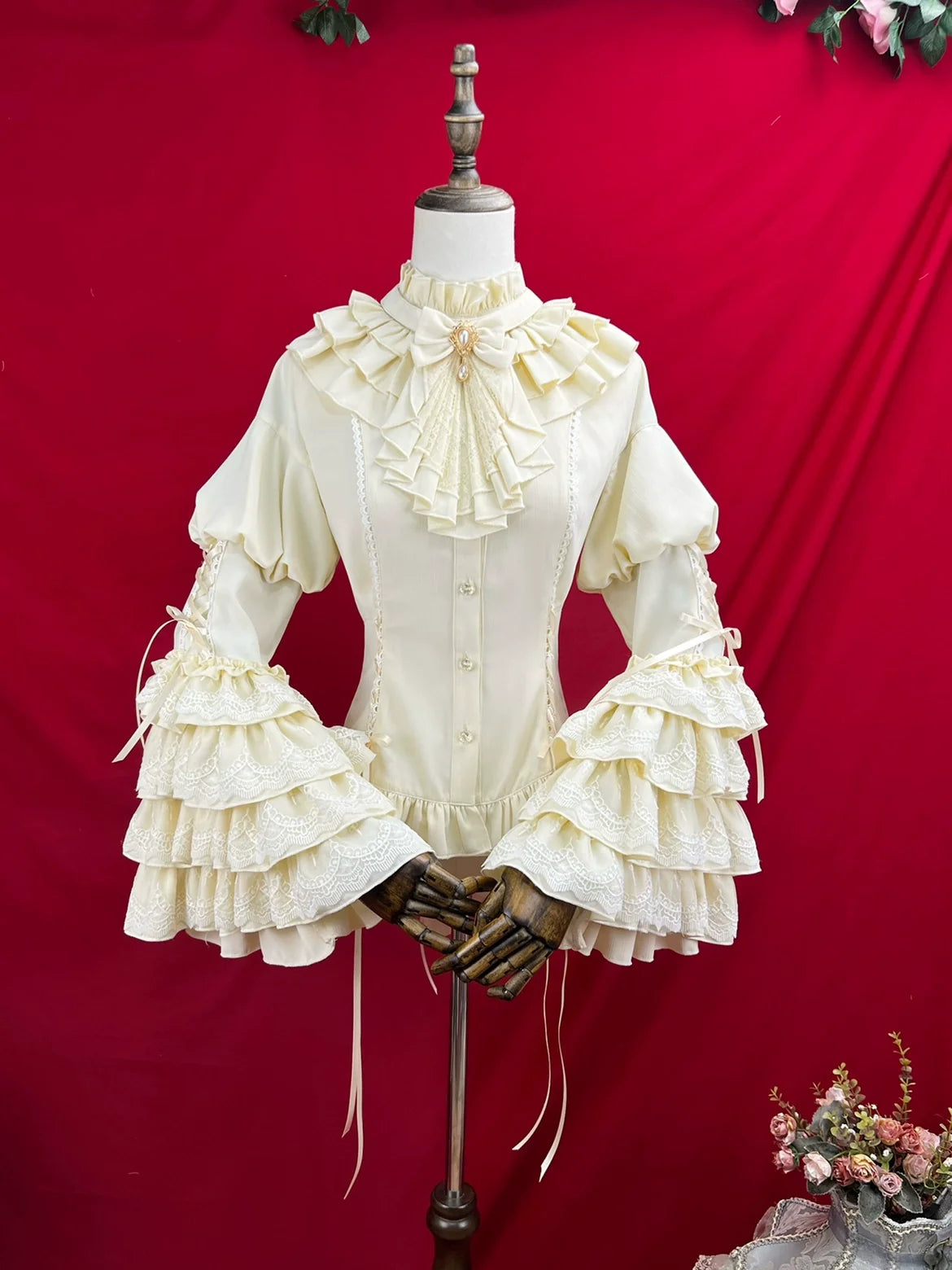 Good and Evil Angel - Gothic Lolita SK Set Retro Princess Sleeve Blouse (2XL L M S XL) 41864:716308