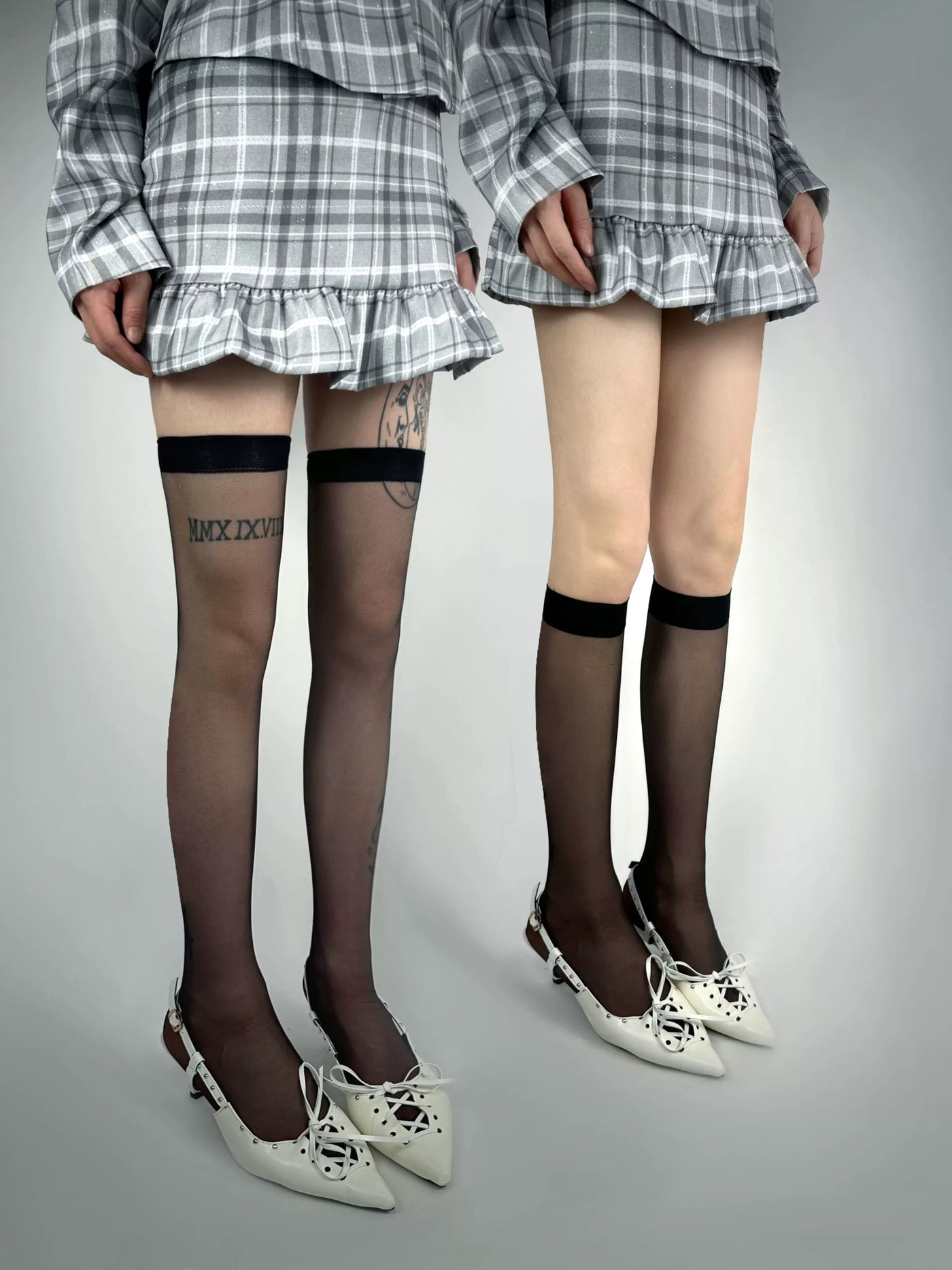 White Socks - Classic Sheer Line - Plain Sheer Stockings in Two Lengths
