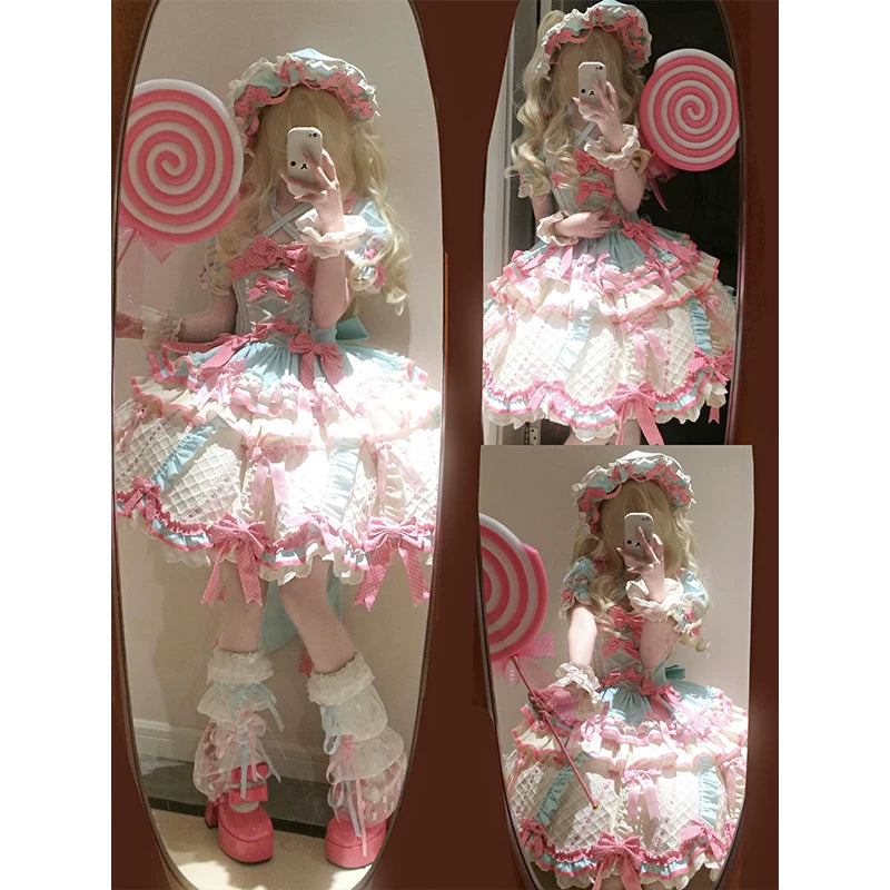 Creamy - Mint Ice Cream Magical Girl - Sweet Lolita One-Piece Dress with Train