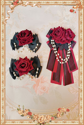 Midnight Magic - Gothic Lolita JSK Dress S black and red clips+headwear