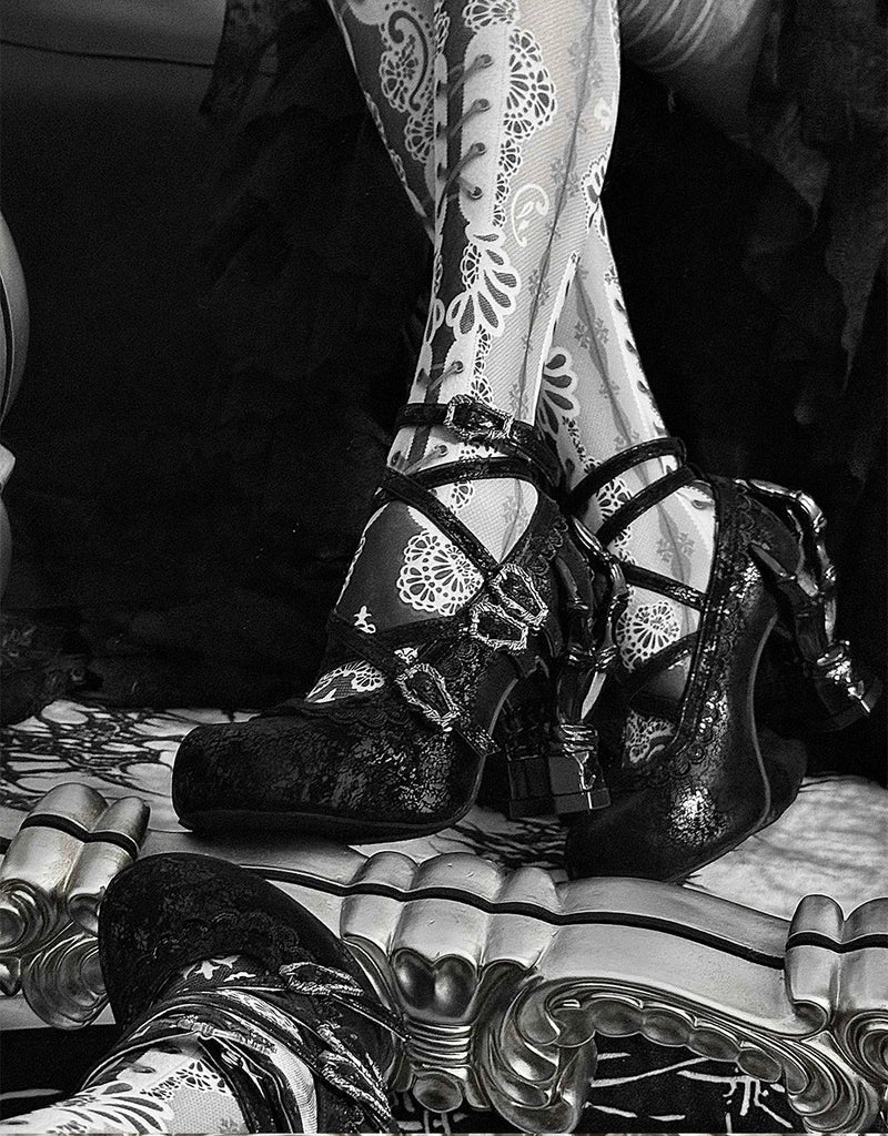 sphenoid - Tome of Holy Remains - Gothic Lolita heel shoes with 3D bone hand-shaped heels - product detail 11