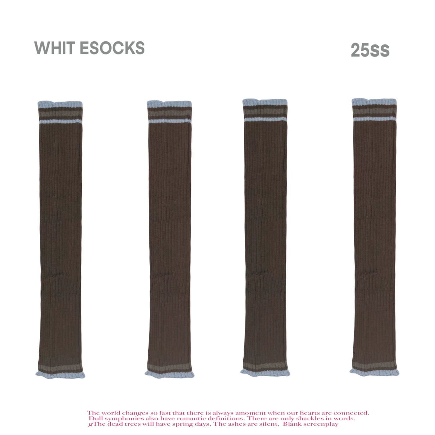 White Socks - Academy Stripe - Over-the-knee knitted leg-warmer socks with striped cuffs