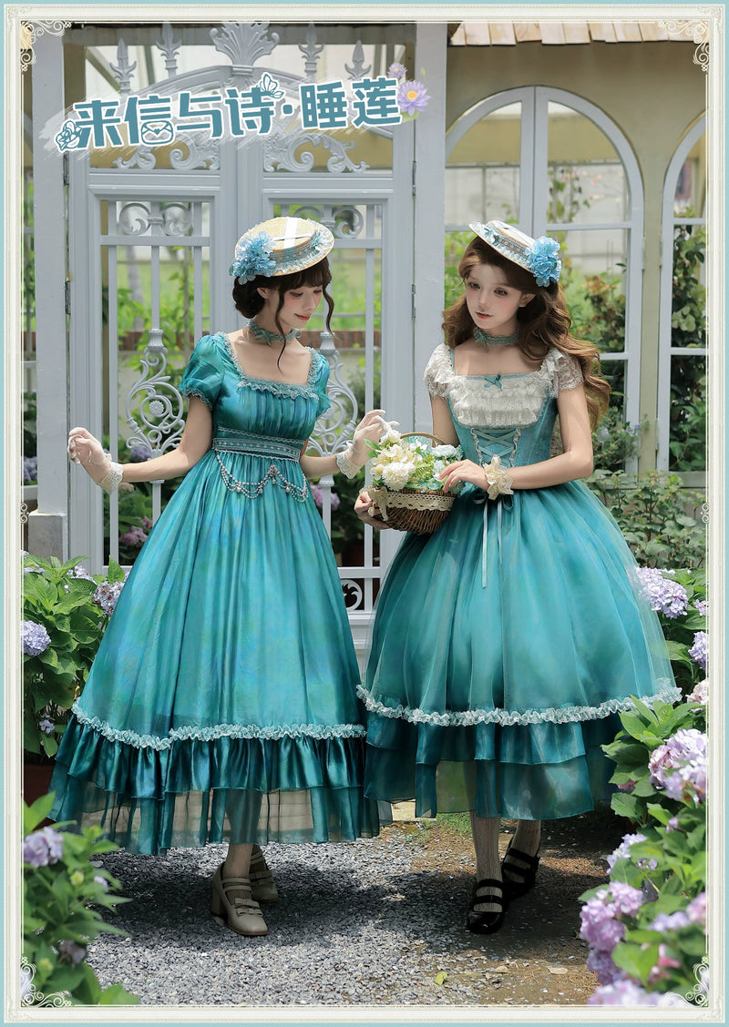 With PUJI - Water Lily - Lolita Dress Collection, Print & High-waist Silhouette detail view 6