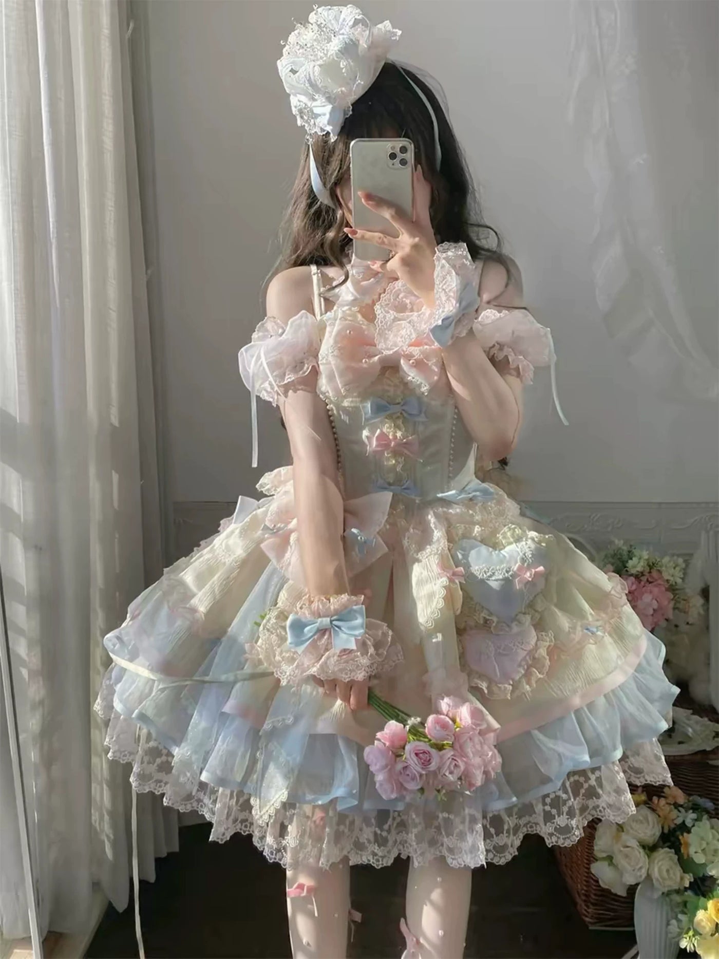 Dream Bunny - Sweetheart Macaron - Pastel JSK dress with layered ruffles