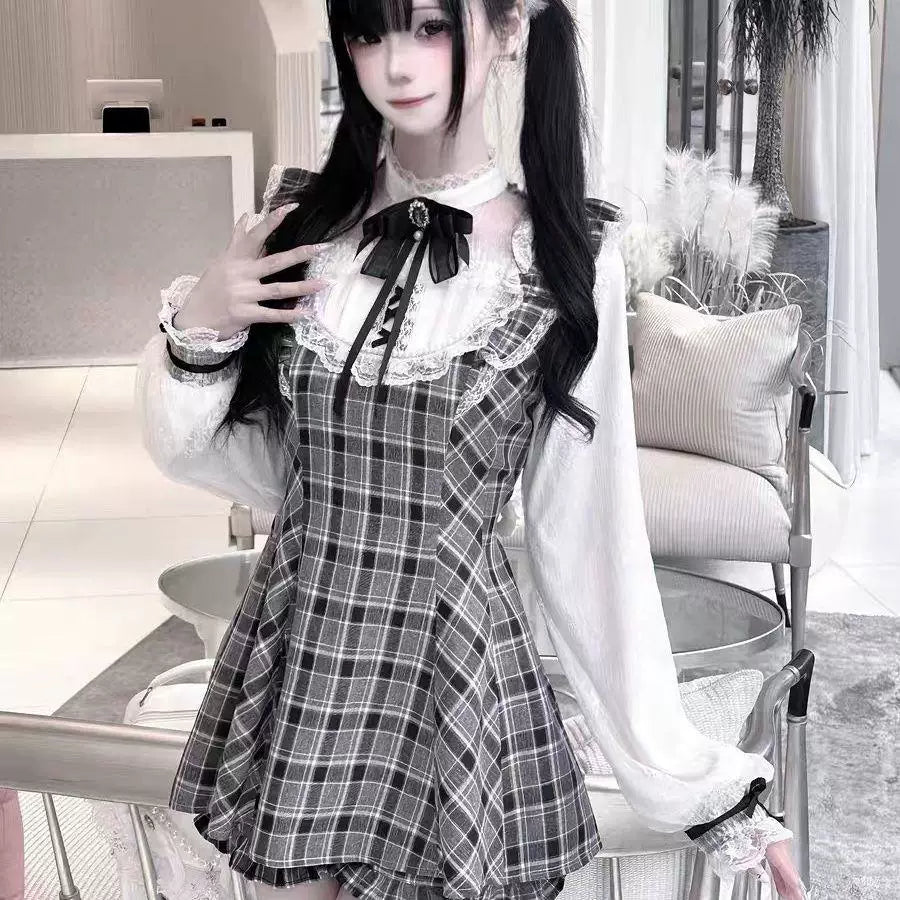Sweetheart Dream Machine - First Love Contract - Long-sleeve Lolita set with a lace bib collar