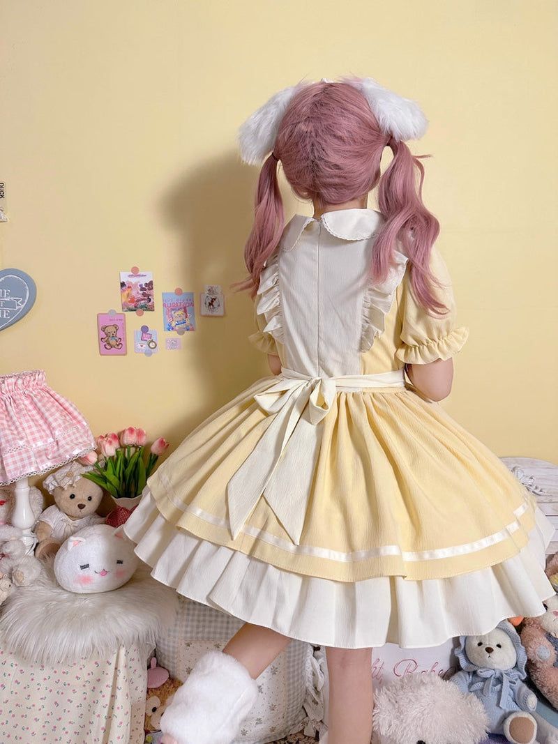 Qianmu - Cat Cafe - Maid Lolita OP dress with Detachable Bow and Apron
