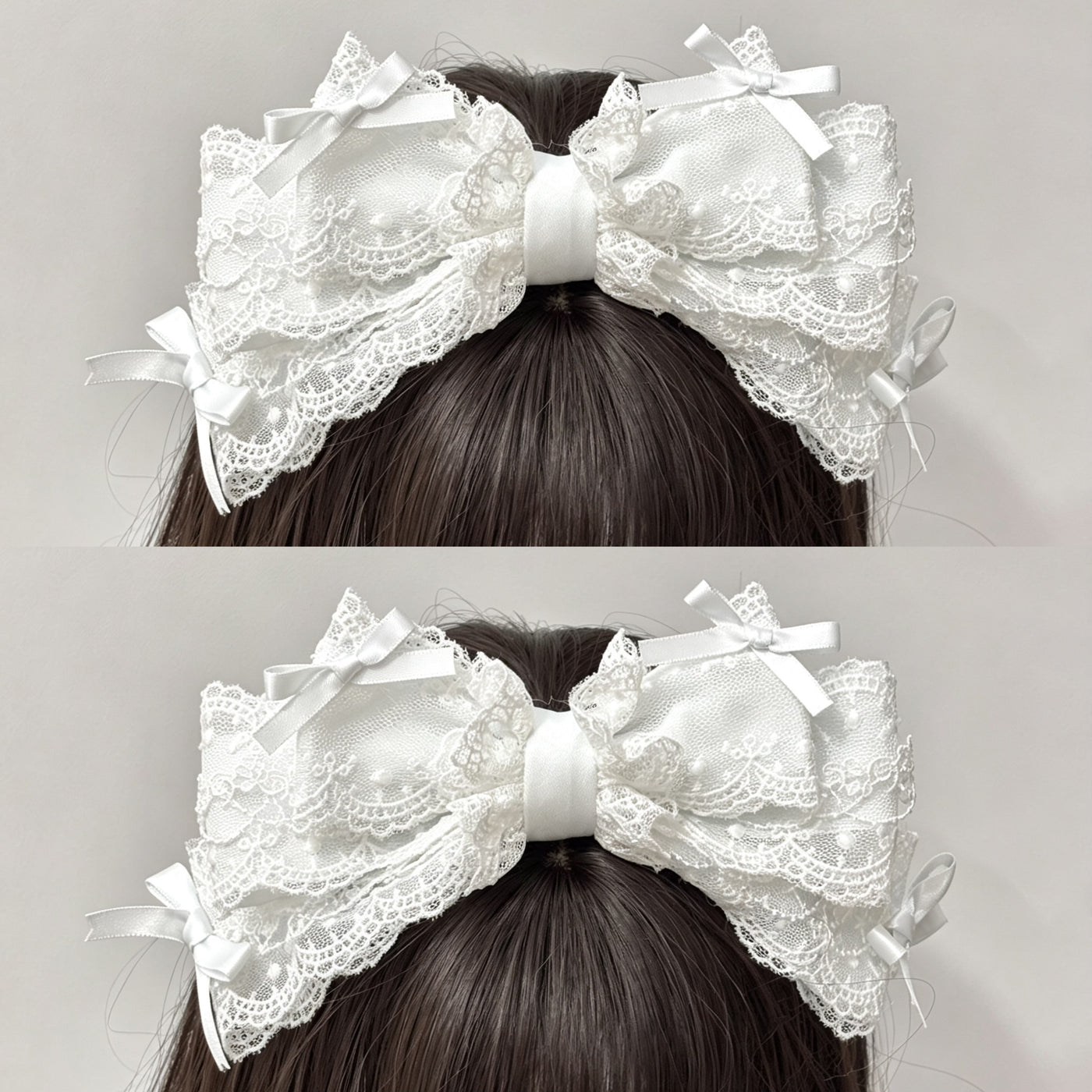 Cat Tart - Handmade Lace Bow - Lace-Trimmed KC Hair Accessory with a Large Bow