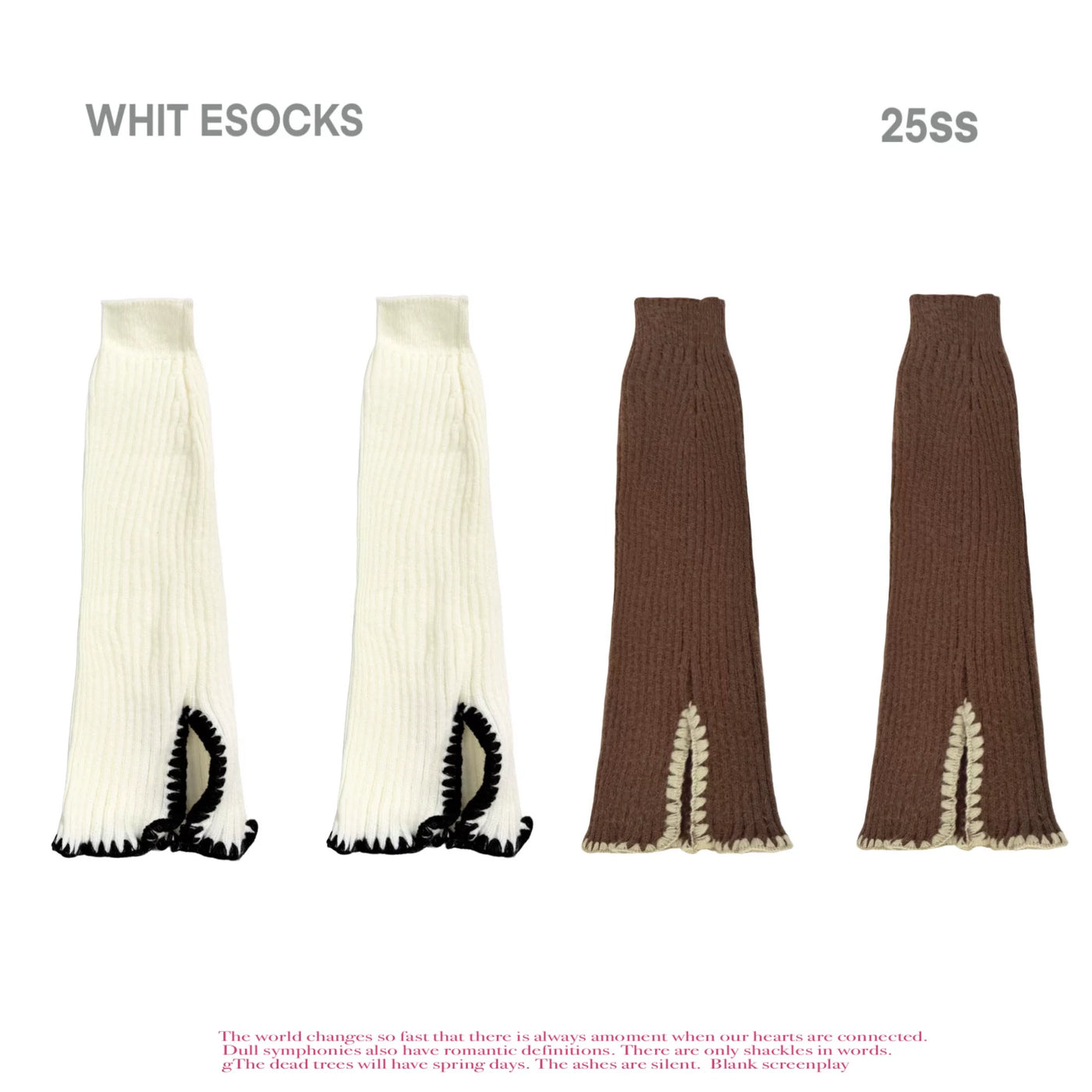 White Socks - Slouchy Rib - Socks with a scrunched ribbed profile and split lace trim