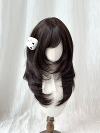 Kunkun Fish - Wind Feather Ink - layered black tea wig - Black Tea + Black Hair Net