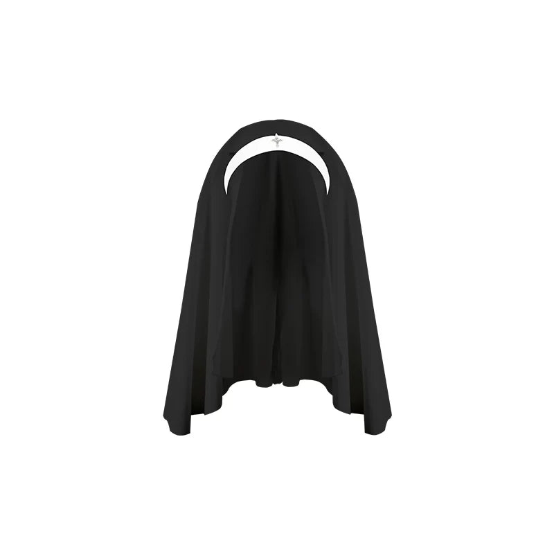 With PUJI - Nihil - Gothic Nun Lolita OP Dress, Irregular Hem Cape detail view 19