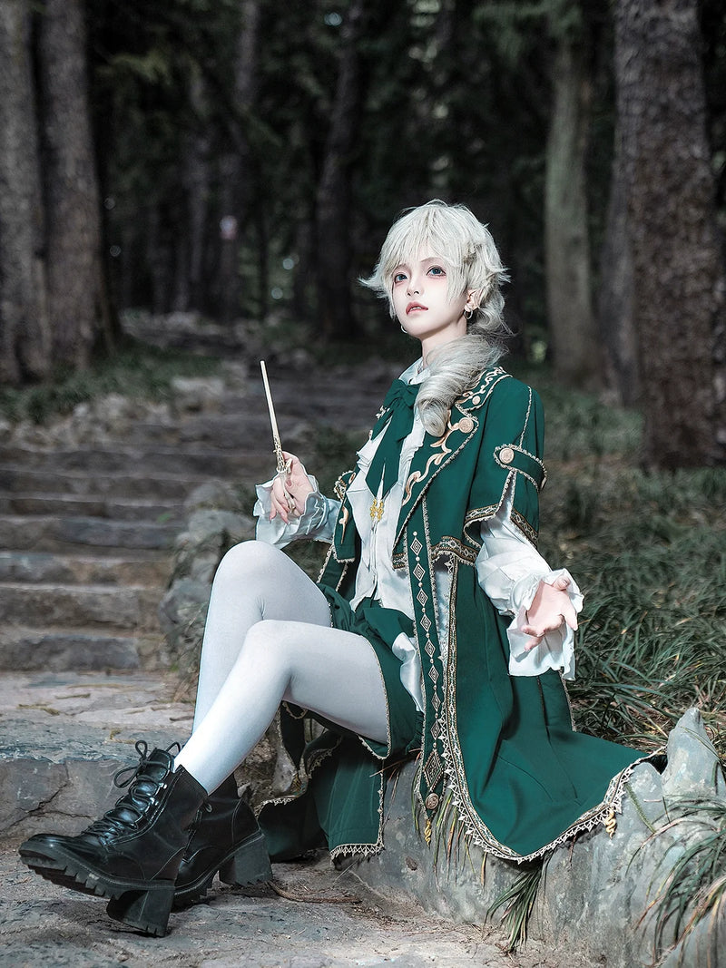Letters from Unknown Star - Divine Envoy - Ouji Lolita Shorts Suit Military Lolita Coat and Shirt