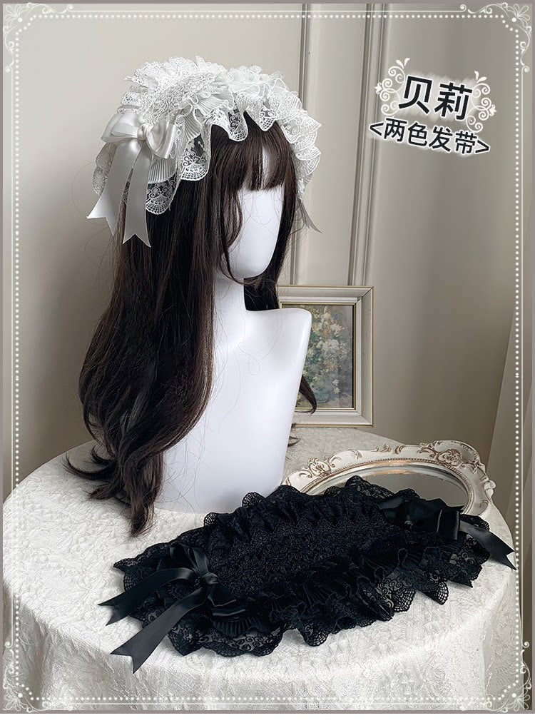 With PUJI - Bei Ly - Lolita Hair Accessory, Lace Trim & Bow Detail detail view 6