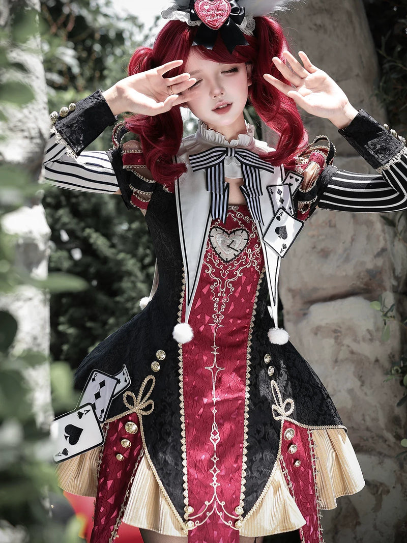 Letters from Unknown Star - Circus Fantasy Night - Gothic Lolita Jacquard Dress, Pointed Tail Hem