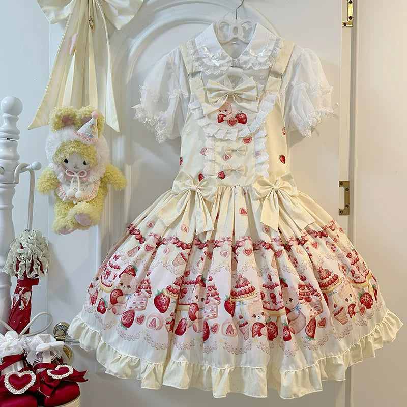 Candy Tree - Berry Little Bear - Sweet lolita jumper skirt dress