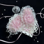 White-pink furry flower balls, pair